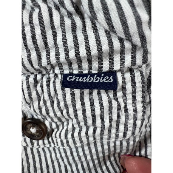 Chubbies Seersucker Shorts Mens Large 5.5" Inseam Gray Flamingo Racers Stripe - Picture 3 of 10